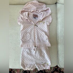 Juicy Couture Pastel Pink SS Hoodie & Shorts Set with Heart Details size 18-24M
